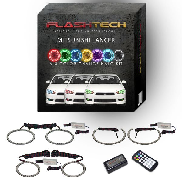 Mitsubishi Lancer V.3 Fusion Color Change Headlight & LED Halo Fog Light Kit 2008-2016 V.3 Fusion Color Change LED Halo Headlight and Fog light Kit with Colorfuse RF Remote