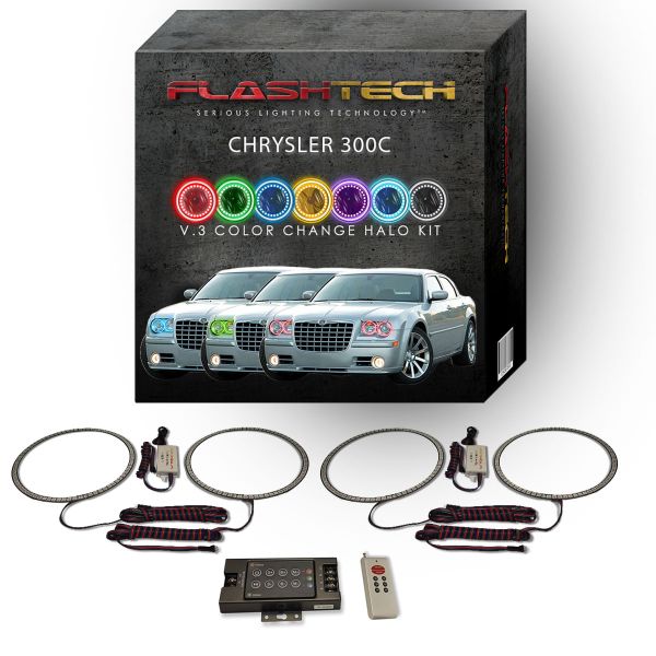 Chrysler 300c 2005-2010 V.3 Fusion Color Change LED Halo Headlight Kit with RF Remote