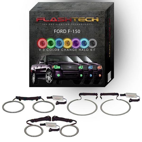 Ford F150 V.3 Fusion Color Change Headlight & LED Halo Fog Light Kit 2004-2008