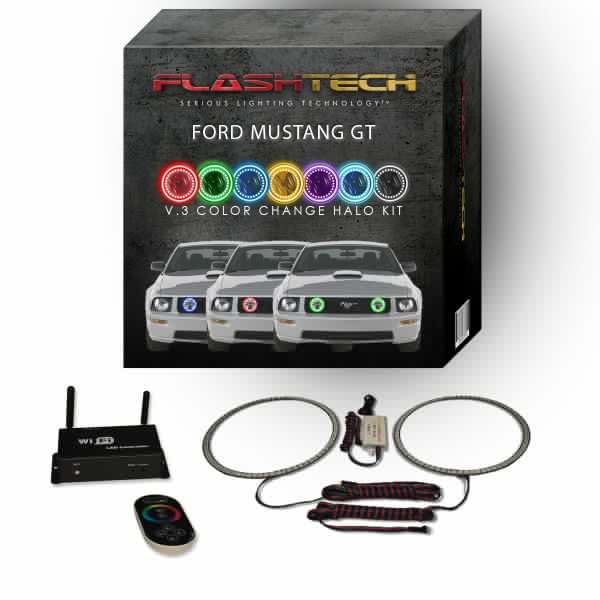 Ford Mustang 2005-2009 V.3 Fusion Color Change LED Halo Fog Light Kit with Wifi Remote