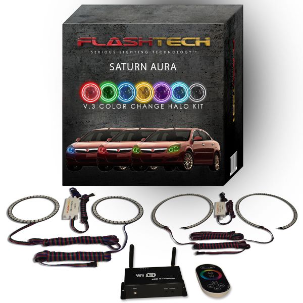 Saturn Aura 2007-2009 V.3 Fusion Color Change LED Halo Headlight Kit with Wifi Remote