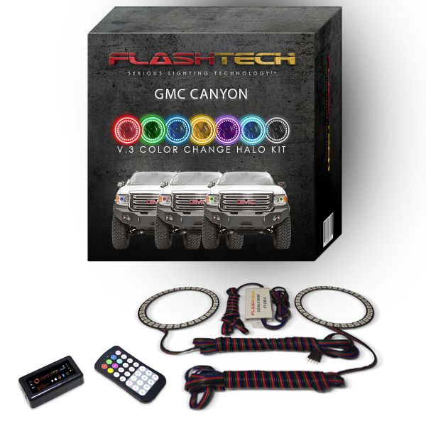 GMC Canyon 2015-2018 V.3 Fusion Color Change LED Halo Headlight Kit with Bluetooth RF Remote