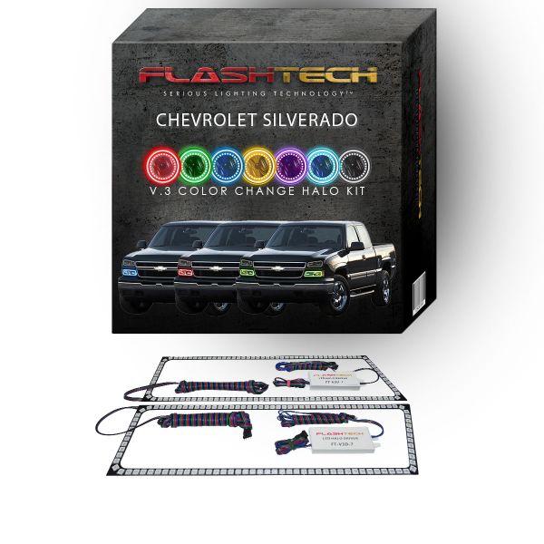 Chevrolet Silverado Lower Outline V.3 Fusion Color Change LED Halo Headlight Kit 2003-2006
