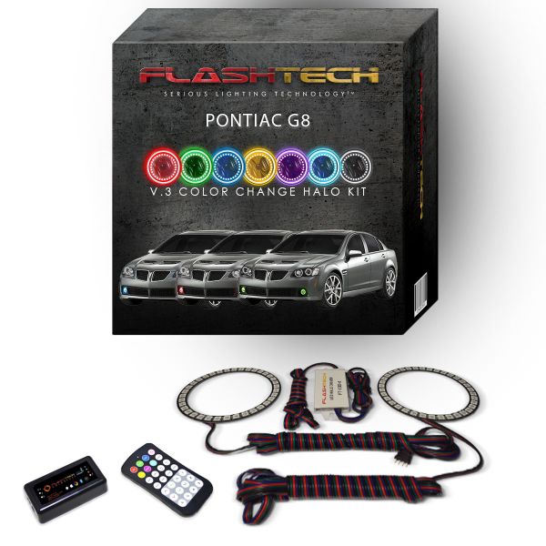 Pontiac G8 2008-2009 V.3 Fusion Color Change LED Halo Fog light Kit with bluetooth RF Remote