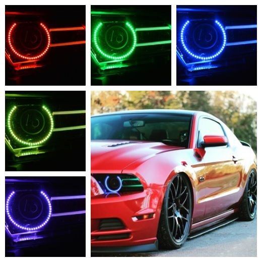 Ford Mustang Projector V.3 Fusion Color Change LED Halo and DRL Headlight Kit 2013-2014