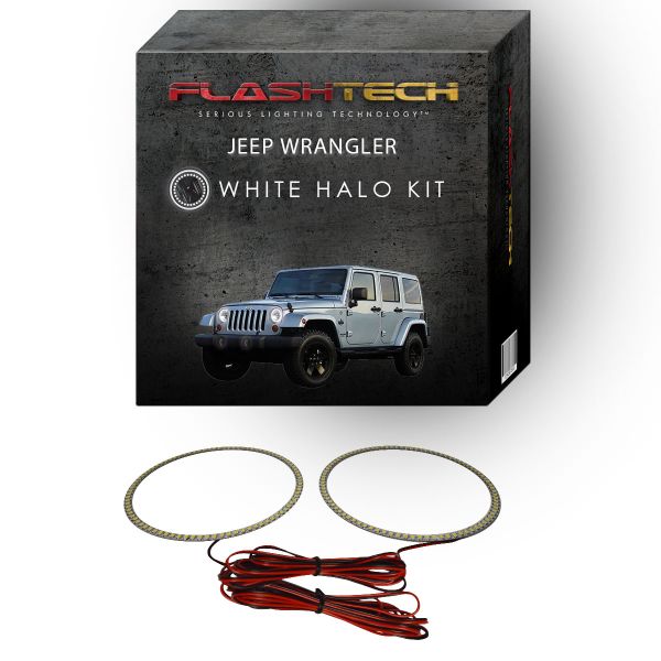 Jeep Wrangler White LED Halo Headlight Kit 1997-2015