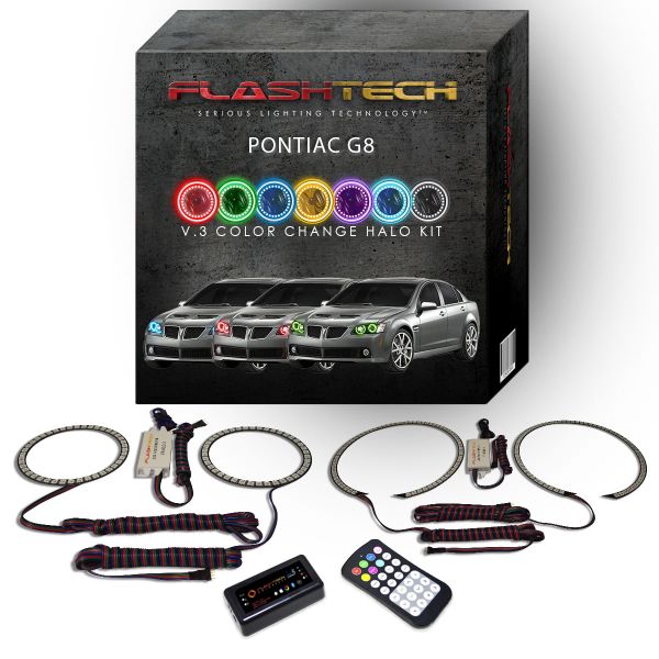 Pontiac G8 2008-2009 V.3 Fusion Color Change LED Halo Headlight Kit with Bluetooth RF Remote