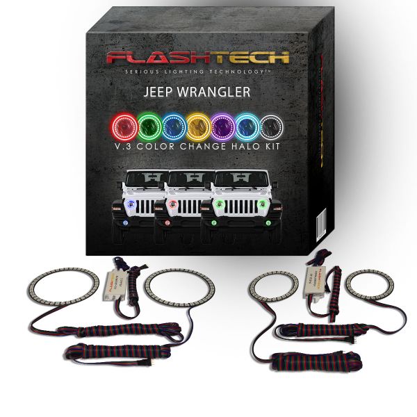 Jeep Wrangler JL V.3 Fusion Color Change Headlight & LED Halo Fog Light Kit 2018-2019