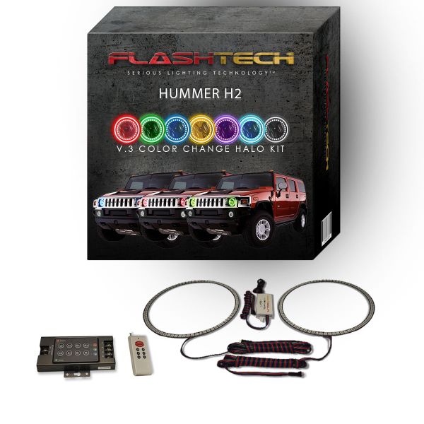 Hummer H2 2003-2009 V.3 Fusion Color Change LED Halo Headlight Kit with RF Remote