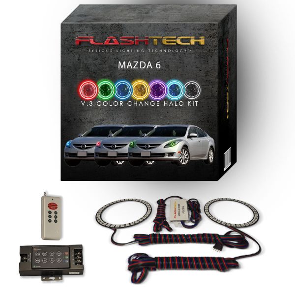 Mazda 6 2009-2010 V.3 Fusion Color Change LED Halo Headlight Kit with RF Remote