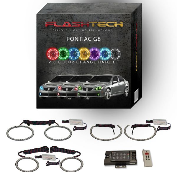 2008-2009 Pontiac G8 V.3 Fusion Color Change LED Halo Headlight and Fog light Kit with RF Remote