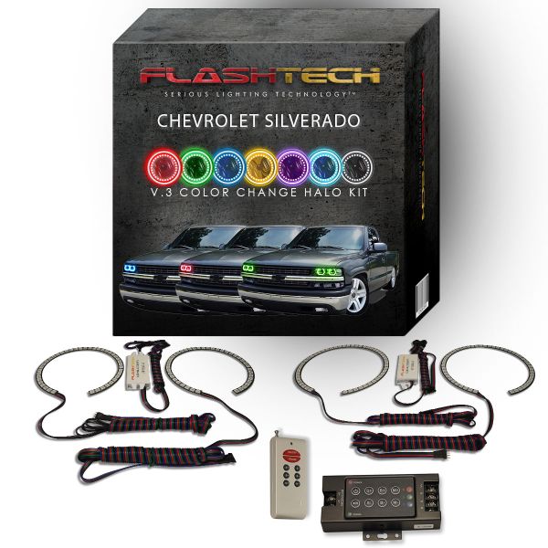 Chevrolet Silverado 1998-2002 V.3 Fusion Color Change LED Halo Headlight Kit with RF Remote