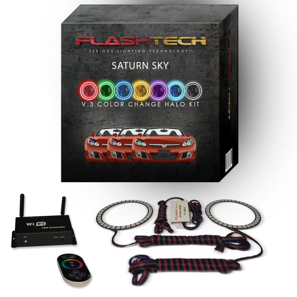 Saturn Sky 2007-2010 V.3 Fusion Color Change LED Halo Headlight Kit with Wifi Remote