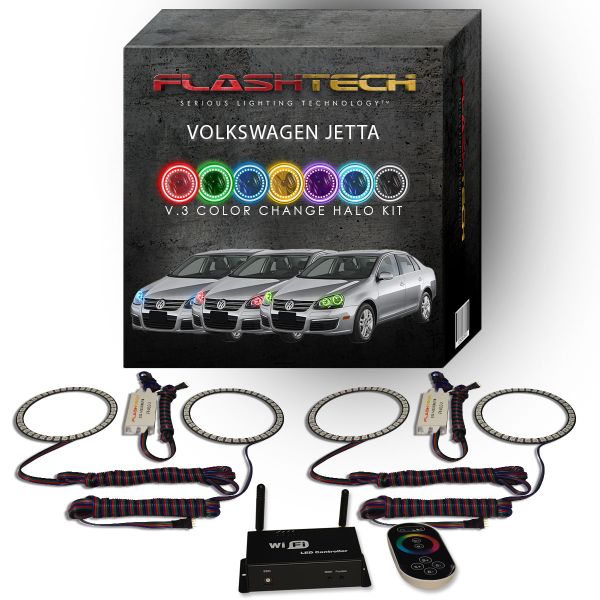 Volkswagen Jetta 2005-2010 V.3 Fusion Color Change LED Halo Headlight Kit with Wifi Remote
