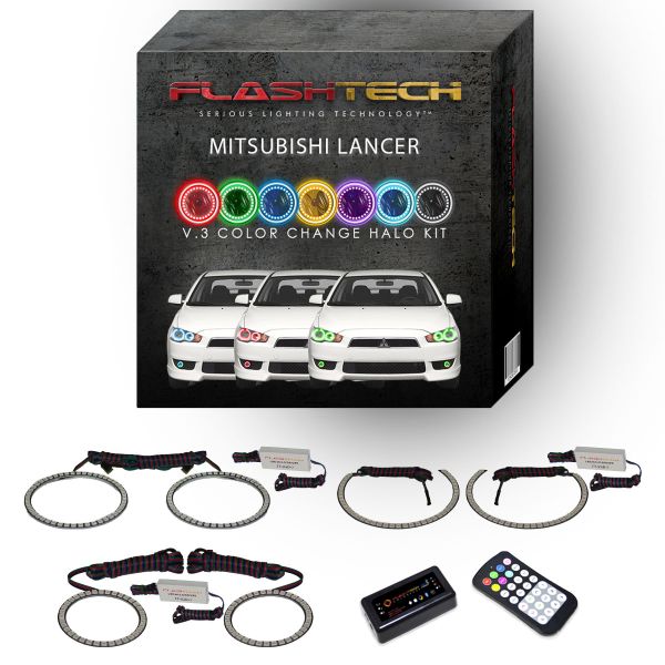 Mitsubishi Lancer V.3 Fusion Color Change Headlight & LED Halo Fog Light Kit 2008-2016 V.3 Fusion Color Change LED Halo Headlight and Fog light Kit with bluetooth RF Remote