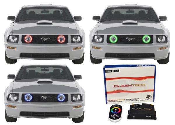 Ford Mustang 2010-2014 V.3 Fusion Color Change LED Halo Fog Light Kit with Wifi Remote