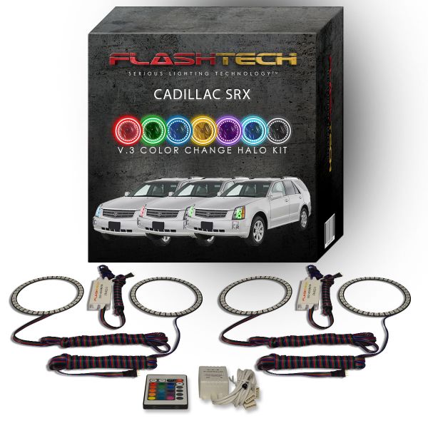 Cadillac SRX 2004-2009 V.3 Fusion Color Change LED Halo Headlight Kit with IR Remote