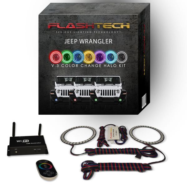 Jeep Wrangler JL 2018-2019 V.3 Fusion Color Change LED Halo Fog light Kit with Wifi Remote