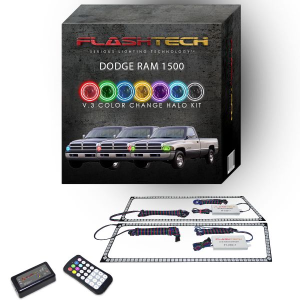 Dodge Ram 1994-2002 V.3 Fusion Color Change LED Halo Headlight Kit with Colorfuse RF Remote