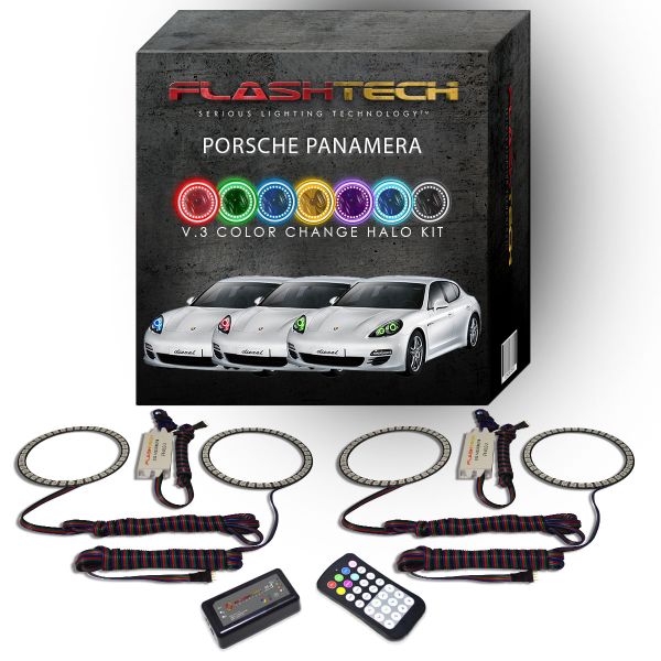 Porsche Panamera 2010-2013 V.3 Fusion Color Change LED Halo Headlight Kit with Colorfuse RF Remote