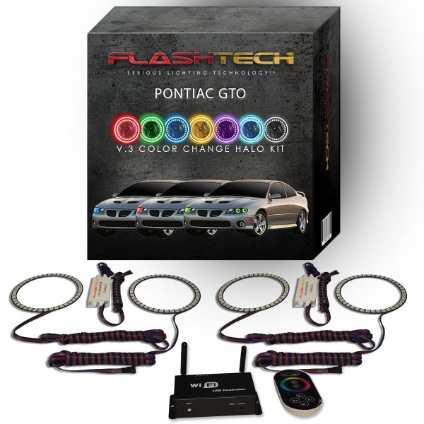 Pontiac GTO 2004-2006 V.3 Fusion Color Change LED Halo Headlight Kit with Wifi Remote