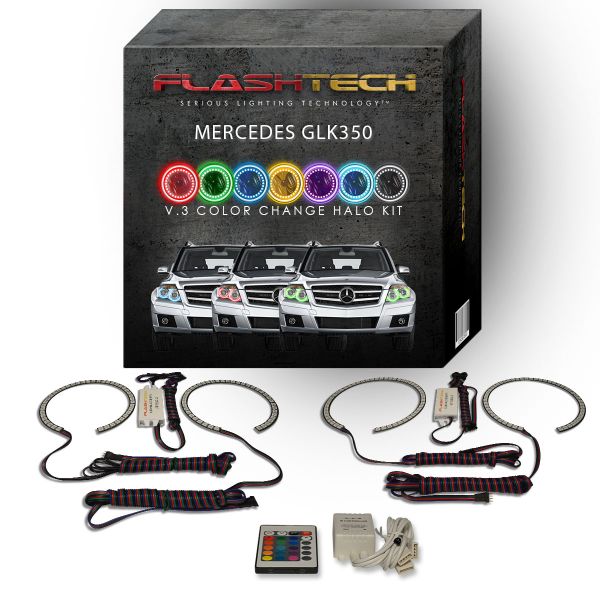 Mercedes GLK 2013-2014 V.3 Fusion Color Change LED Halo Headlight Kit with IR Remote