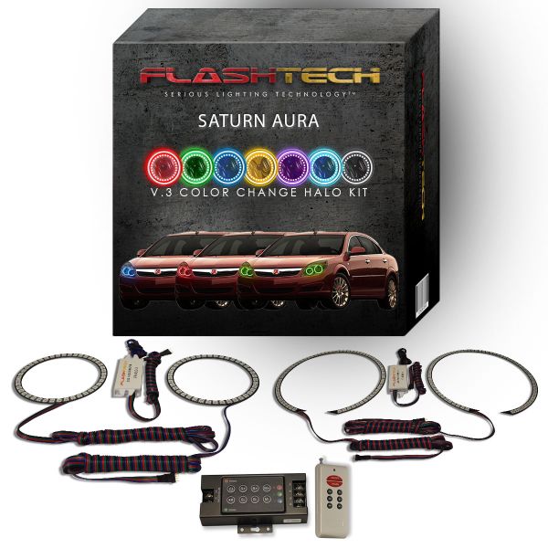 Saturn Aura 2007-2009 V.3 Fusion Color Change LED Halo Headlight Kit with RF Remote