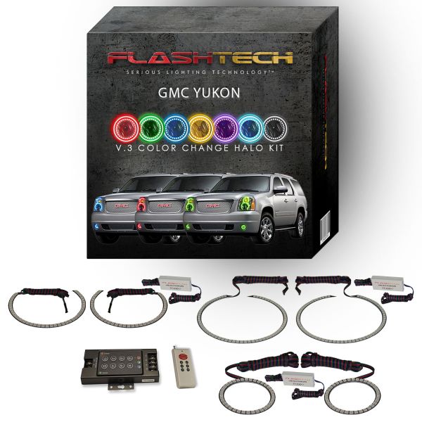 GMC Yukon V.3 Fusion Color Change Headlight & LED Halo Fog Light Kit 2007-2013 V.3 Fusion Color Change LED Halo Headlight and Fog light Kit with RF Remote