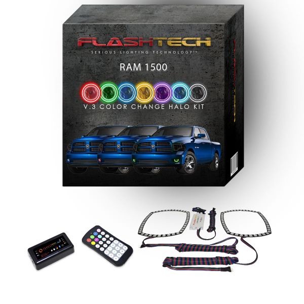 Dodge Ram 2013-2014 V.3 Fusion Color Change LED Halo Fog light Kit with bluetooth RF Remote