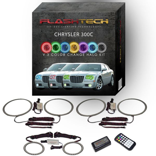 Chrysler 300c V.3 Fusion Color Change Headlight & LED Halo Fog Light Kit 2005-2010 V.3 Fusion Color Change LED Halo Headlight and Fog light Kit with Colorfuse RF Remote