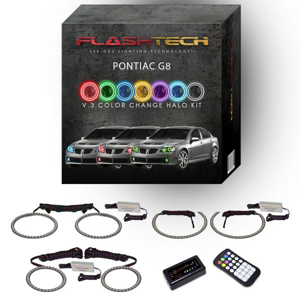 Pontiac G8 2008-2009 V.3 Fusion Color Change LED Halo Headlight and Fog light Kit with bluetooth RF Remote