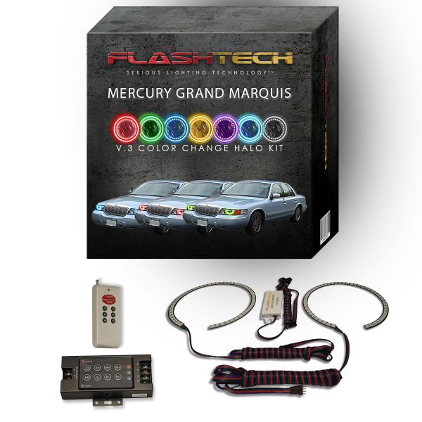 Mercury Grand Marquis 1998-2002 V.3 Fusion Color Change LED Halo Headlight Kit with RF Remote
