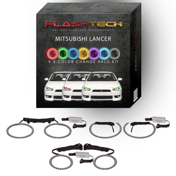 Mitsubishi Lancer V.3 Fusion Color Change Headlight & LED Halo Fog Light Kit 2008-2016