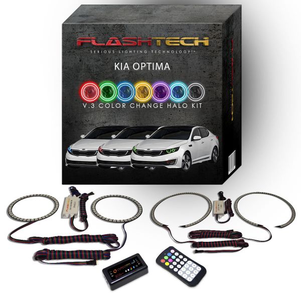 Kia Optima 2011-2013 V.3 Fusion Color Change LED Halo Headlight Kit with Bluetooth RF Remote