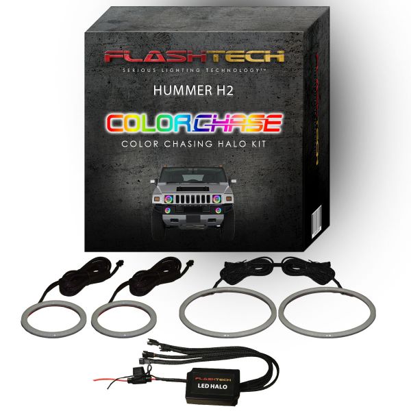 Hummer H2 ColorChase Headlight & LED Halo Fog Light Kit 2003-2009