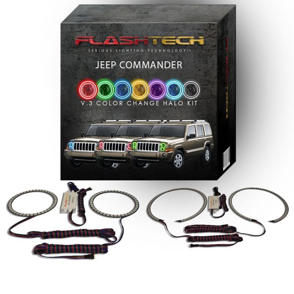 Jeep Commander V.3 Fusion Color Change LED Halo Headlight Kit 2006-2010