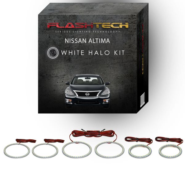 Nissan Altima Sedan White Headlight & LED Halo Fog Light Kit 2013-2015 