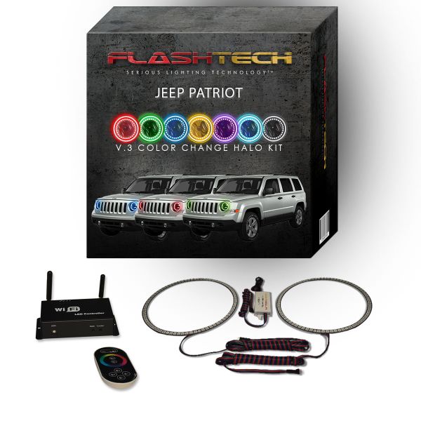 Jeep Patriot 2007-2010 V.3 Fusion Color Change LED Halo Headlight Kit with Wifi Remote