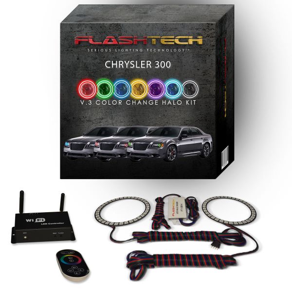 Chrysler 300 2011-2016 V.3 Fusion Color Change LED Halo Headlight Kit with Wifi Remote