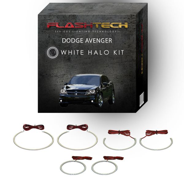 Dodge Avenger White Headlight & LED Halo Fog Light Kit 2008-2010