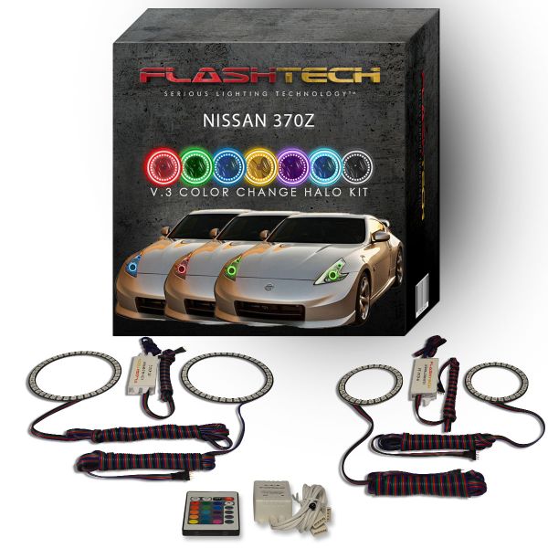 Nissan 370z 4 rings 2009-2016 V.3 Fusion Color Change LED Halo Headlight Kit with IR Remote