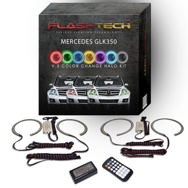 Mercedes GLK 2013-2014 V.3 Fusion Color Change LED Halo Headlight Kit with Colorfuse RF Remote
