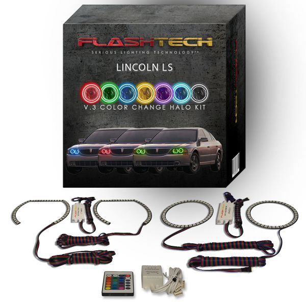 Lincoln LS 2000-2002 V.3 Fusion Color Change LED Halo Headlight Kit with IR Remote