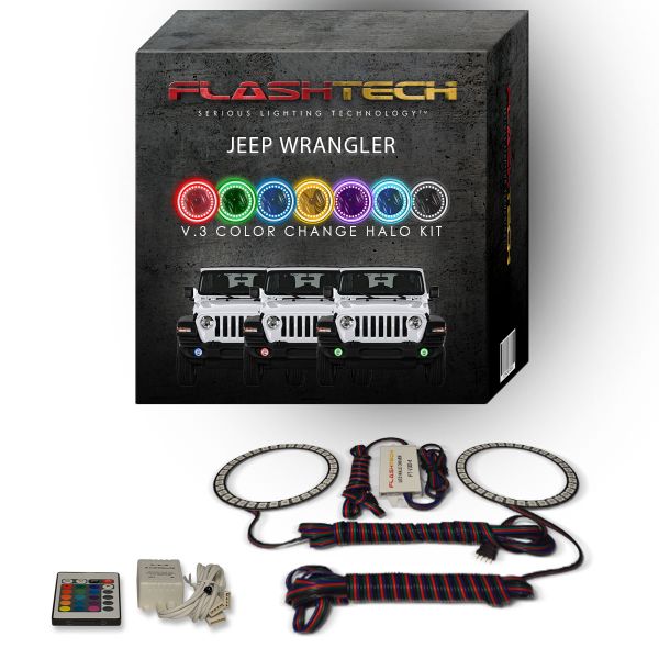 Jeep Wrangler JL 2018-2019 V.3 Fusion Color Change LED Halo Fog light Kit with IR Remote