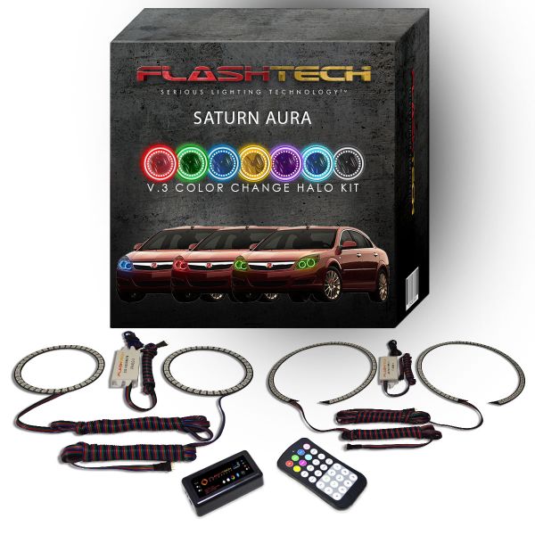 Saturn Aura 2007-2009 V.3 Fusion Color Change LED Halo Headlight Kit with Bluetooth RF Remote