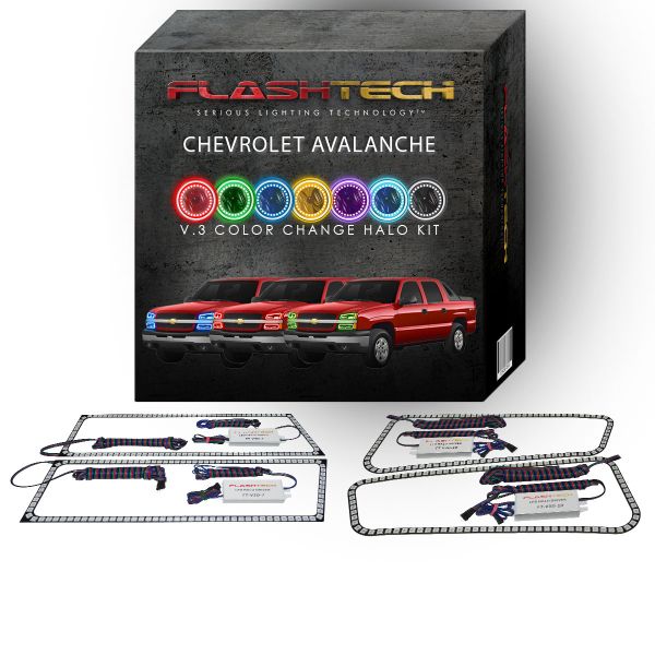 Chevrolet Avalanche V.3 Fusion Color Change LED Halo Headlight Kit 2003-2006 (Non-Cladded)