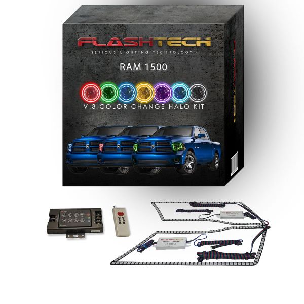 Dodge Ram 2009-2014 V.3 Fusion Color Change LED Halo Headlight Kit with RF Remote