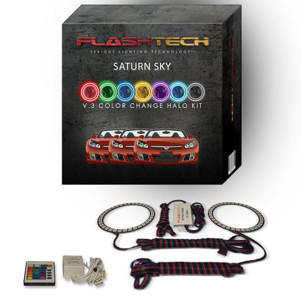 Saturn Sky 2007-2010 V.3 Fusion Color Change LED Halo Headlight Kit with IR Remote