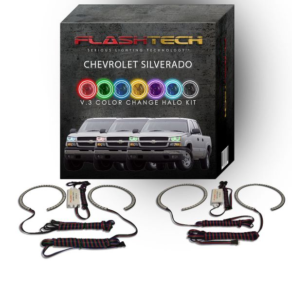 Chevrolet Silverado V.3 Fusion Color Change LED Halo Headlight Kit 2003-2006