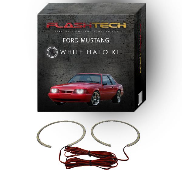 Ford Mustang White LED Halo Headlight Kit 1987-1993